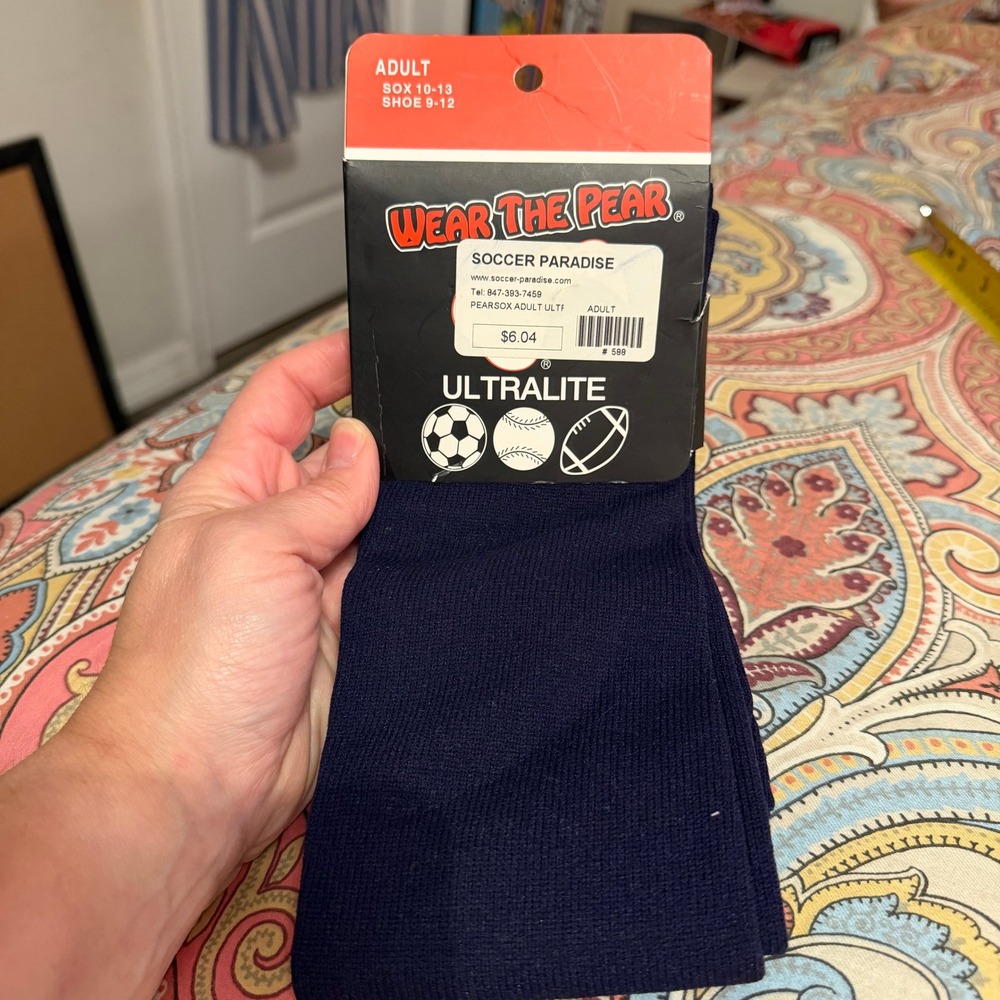 Pearsox Ultralite Adult Navy Blue Athletic Tube Socks Soccer Baseball 10-13